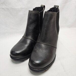Sorel Joan of Arctic Wedge II Dark Gray Chelsea Booties Leather Shoes Womens 7.5